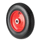 PR 3000-25 - Колесо для тачки / тележки пневматическое 4.00-8, диаметр 380 мм, ось 25 мм, металлический обод, симметричная ступица, шариковый подшипник